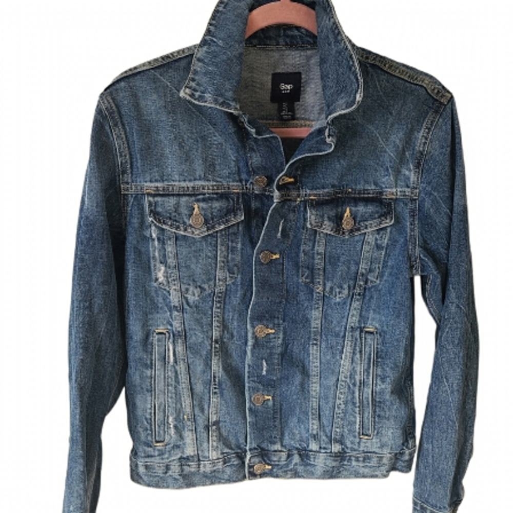 GAP Medium Wash Studded Button Down Jean Jacket Size Small